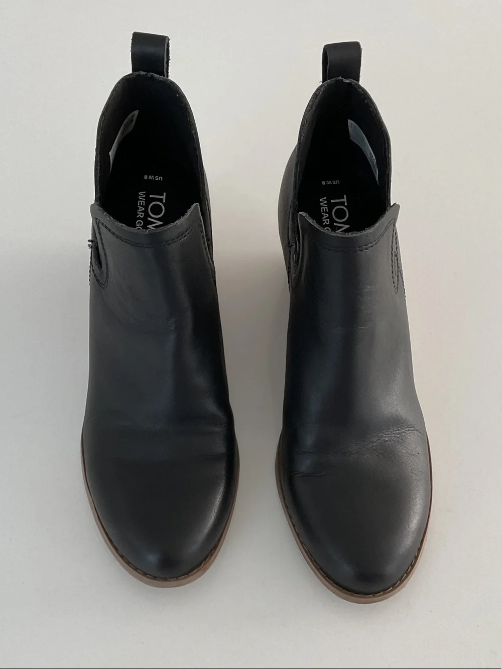 TOMS Wedge Ankle Booties - Black Leather